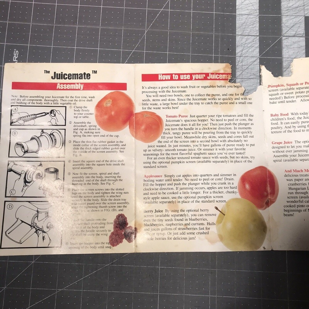 Norpro Juicemate Operating Instructions & Recipe Guide - Picture 3 of 3